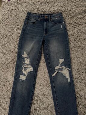 No Boundaries Women's Dark Blue Ripped Skinny Jeans